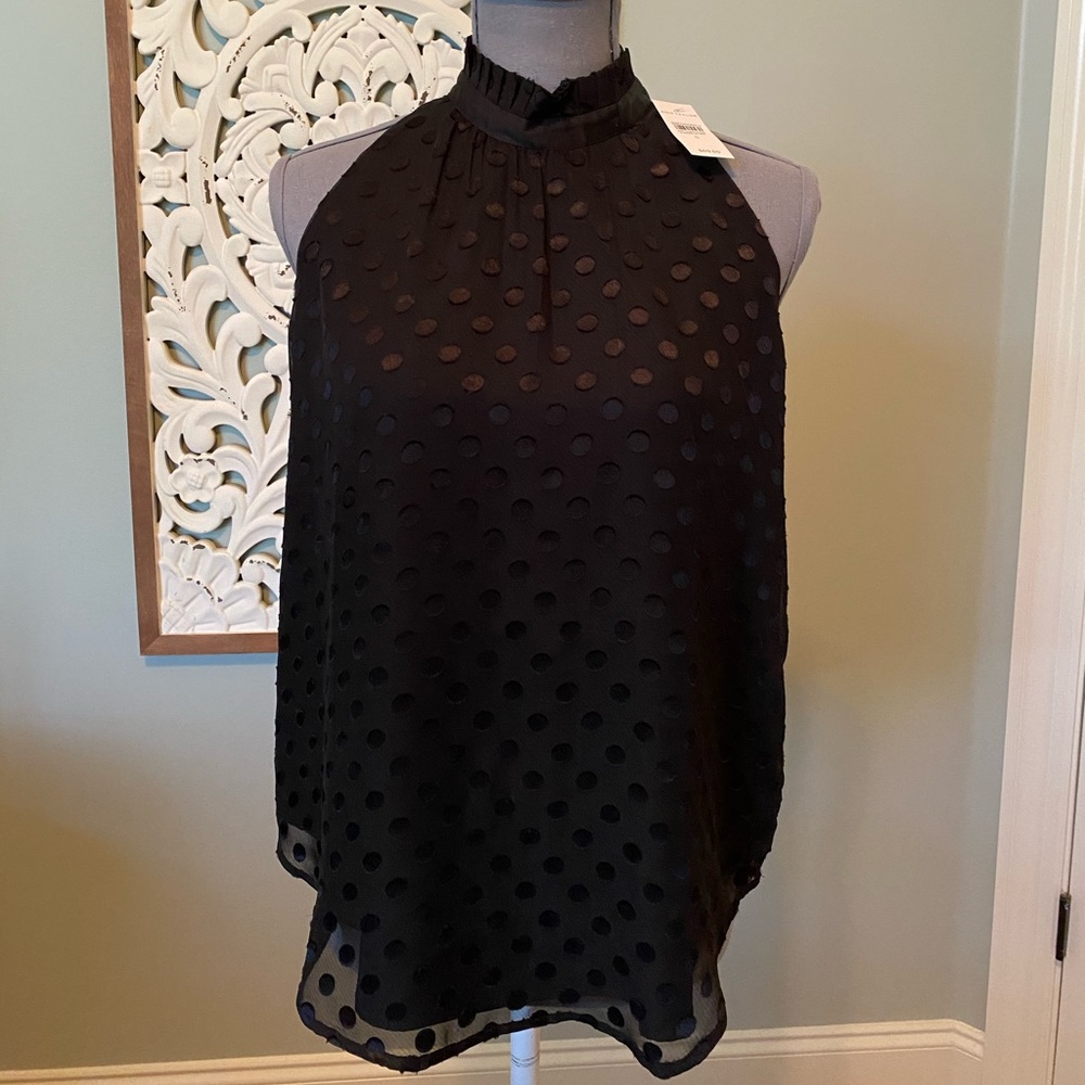 NWT Ann Taylor Black Polka Dot Halter
